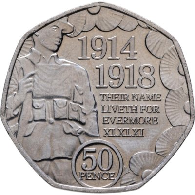 купить Остров Мэн 50 пенсов 2018 "100 лет окончанию Первой Мировой войны"