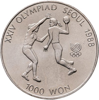 купить Южная Корея 1000 вон (won) 1987 "XXIV летние Олимпийские Игры, Сеул 1988 - Гандбол"