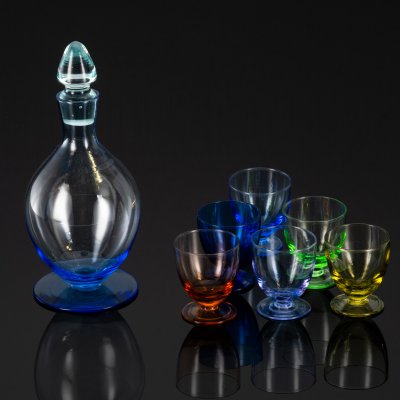 купить Набор для крепких напитков на 6 персон, цветное стекло, Западная Европа, 1970-1990 гг.