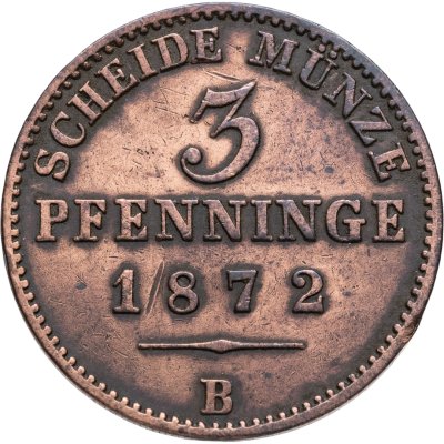 купить Германия, Пруссия 3 пфеннинга 1872