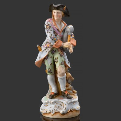 купить Статуэтка "Музыкант, играющий на волынке", фарфор, роспись, Aelteste Volkstedt, Тюрингия, 1890-1900 гг.