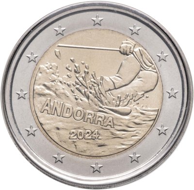 купить Андорра 2 евро 2024 "100 лет лыжному спорту в Андорре" в коинкарте