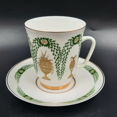 купить Пара кофейная "Летний сад", форма "Майская", автор формы Э.М. Криммер, фарфор, деколь, золочение, Ленинградский фарфоровый завод (ЛФЗ), СССР, 1970-1992 гг.