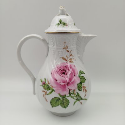 купить Кофейник, украшенный изображением роз, фарфор, деколь, золочение, Pirkenhammer, Чехия, 1993-2010 гг.