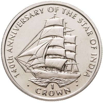 купить Остров Мэн 1 крона (crown) 2003 "140 лет кораблю "Звезда Индии"