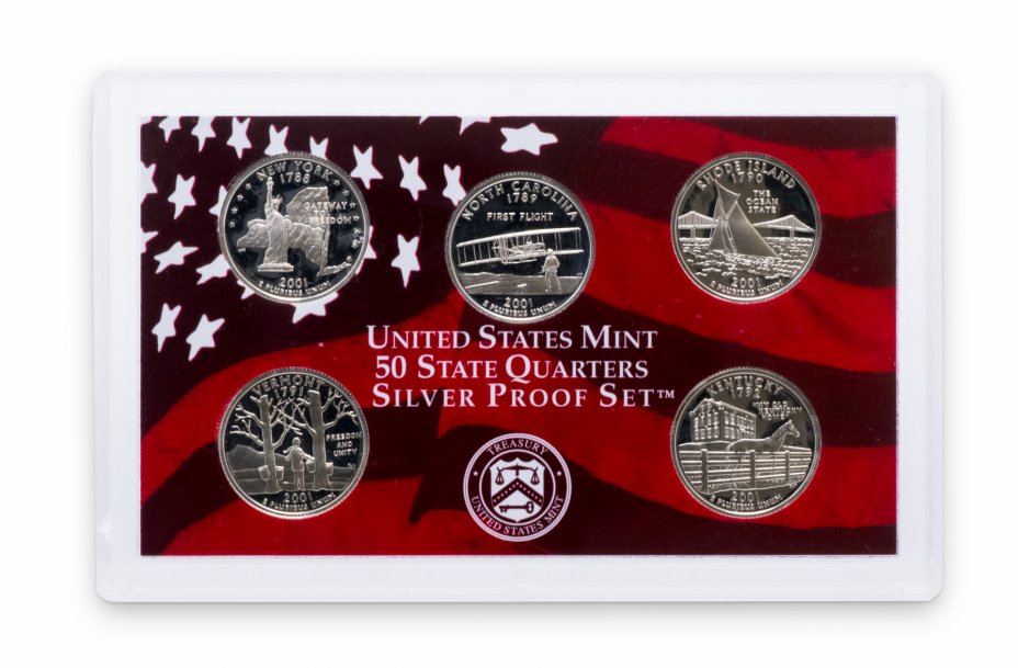 купить США годовой набор квотеров 2001 "Штаты" (5 монет) серебро