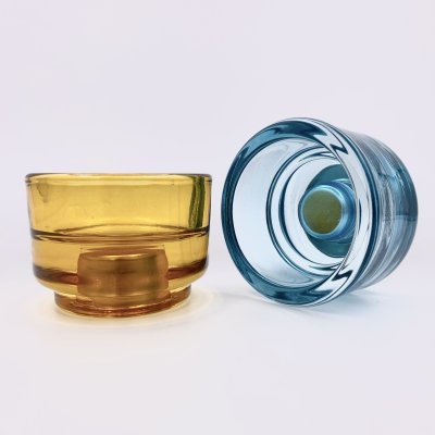 купить Набор из 2-х двухсторонних подсвечников (голубой, желтый) в минималистичном стиле, Ikea, цветное стекло, металл, Европа, 2000-2020 гг.