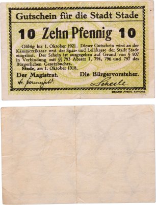 купить Германия 10 пфенниг 1921