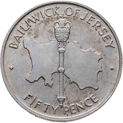 купить Джерси 50 пенсов (pence) 1972 25 лет свадьбе Королевы Елизаветы II и Принца Филиппа
