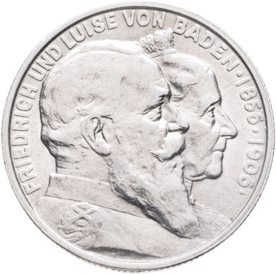 купить Германская Империя, Баден 2 марки (mark) 1906 "50 лет свадьбе Фридриха I и Луизы Прусской"