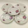 Купить Набор из 5-ти десертных тарелок с цветочным декором, фарфор, деколь, золочение, Дулевский фарфоровый завод (Дулёво), СССР, 1968-1991 гг.