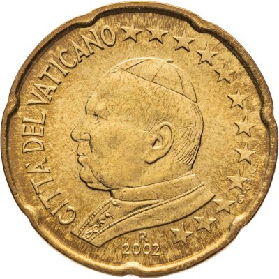купить Ватикан 20 центов (cents) 2002 "Портрет Папы Иоана Павла II"