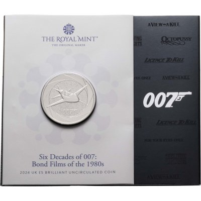 купить Великобритания 5 фунтов 2024 "60 лет Джеймсу Бонду 007. Осьминожка /Acrostar", в буклете