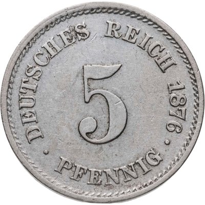 купить Германия 5 пфеннигов (pfennig) 1876 E знак монетного двора: "E" - Дрезден
