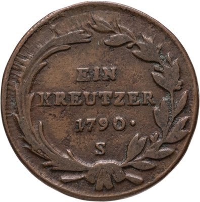 купить Австрия 1 крейцер 1790, знак монетного двора "S" - Смолник