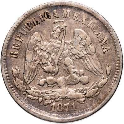 купить Мексика 25 сентаво 1871 Go S, монетный двор Гуанахуато