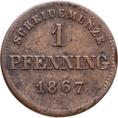 купить Германия, Бавария 1 пфенниг 1867