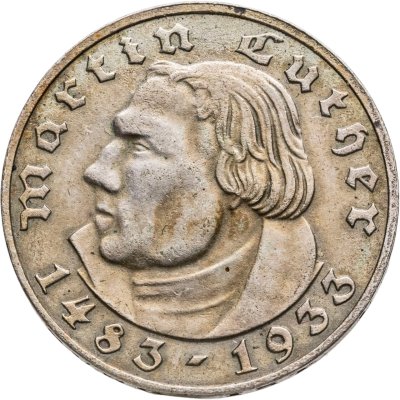 купить Германия, Третий рейх 2 рейхсмарки (reichsmark) 1933 A "450 лет со дня рождения Мартина Лютера"