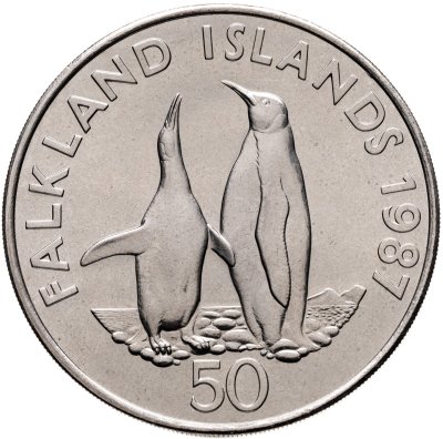 купить Фолклендские острова 50 пенсов (pence) 1987 "Королевские пингвины"