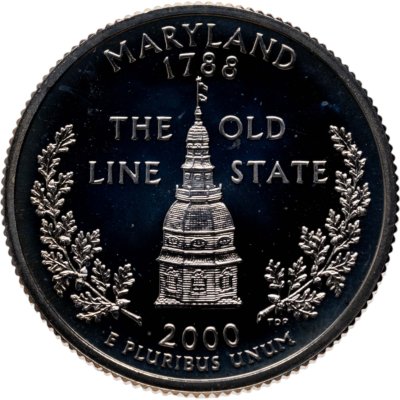 купить США 25 центов (квотер, 1/4 доллара, quarter dollar) 2009 S Proof "Мэриленд", знак монетного двора "S" - Сан-Франциско