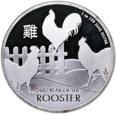 купить Ниуэ 2 доллара 2017 "Китайский гороскоп - год петуха, три петуха"