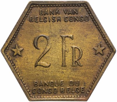 купить Бельгийское Конго 2 франка (francs) 1943