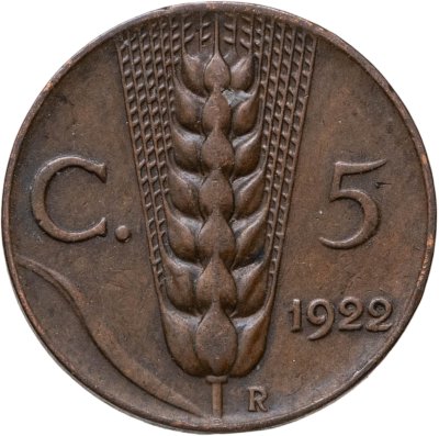 купить Италия 5 чентезимо (centesimi) 1922