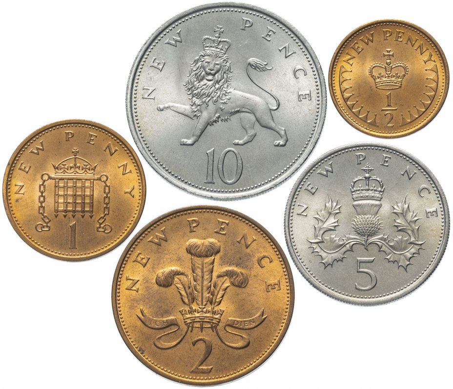 купить Великобритания набор монет 1968-1971 (5 монет)