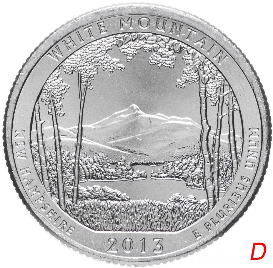 купить США 1/4 доллара (25 центов, квотер) 2013 D — "Национальный лес Белая Гора" (16-й парк)
