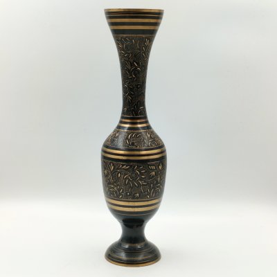 купить Ваза в восточном стиле, украшенная растительным декором, латунь, гравировка, Индия, 1970-1980 гг.