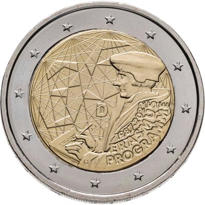 купить Германия 2 евро (euro) 2022 35 лет программы Erasmus, знак монетного двора "G" - Карлсруэ