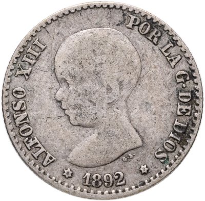 купить Испания 50 сентимо 1892 Альфонс XIII