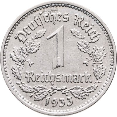 купить Германия, Третий Рейх 1 рейхсмарка 1933, знак монетного двора: "F"