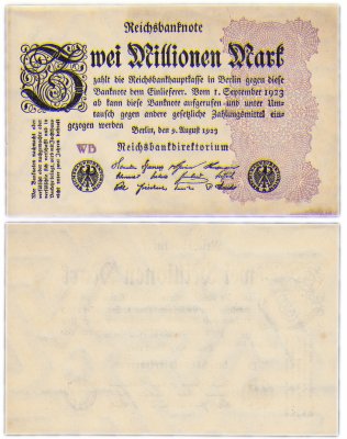 Купить Германия 2 миллиона марок 1923 (Pick 104)