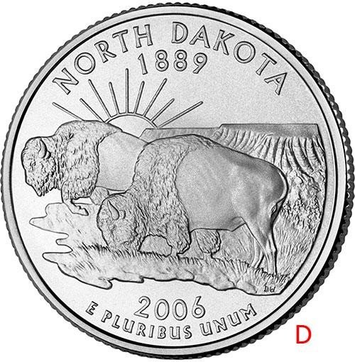 купить США 25 центов (квотер) 2006 D — штат Северная Дакота
