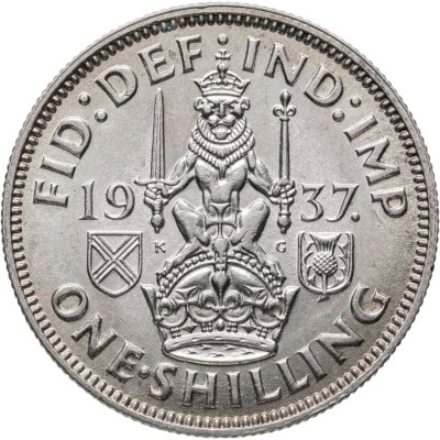 купить Великобритания 1 шиллинг (shilling) 1937 "Шотландский шиллинг - лев, сидящий на короне"