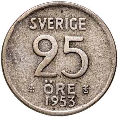 купить Швеция 25 эре (ore) 1953