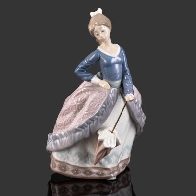 купить Статуэтка "Evita" ("Эвита", "Девушка с зонтиком"), скульптор Jose Puche, фарфор, роспись, сплав металлов, Lladro, Испания, 1980-1990 гг.