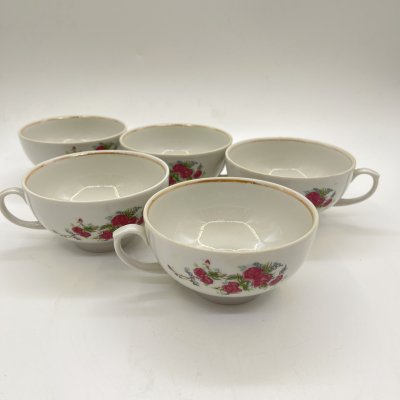 купить Набор из 5 чашек с цветочным декором, фарфор, деколь, Дулевский фарфоровый завод (Дулёво), Россия, 2004 г.