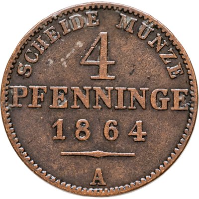 купить Пруссия 4 пфеннинга (pfennige) 1864 A