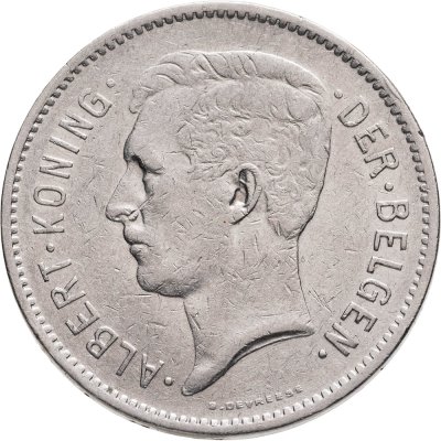 купить Бельгия 5 франков (francs) 1932 надпись на голландском - "ALBERT KONING DER BELGEN"
