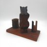 Купить Спичечница/сигаретница с фигурой медведя, дерево, резьба, СССР, 1970-1990 гг.