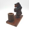 Купить Спичечница/сигаретница с фигурой медведя, дерево, резьба, СССР, 1970-1990 гг.
