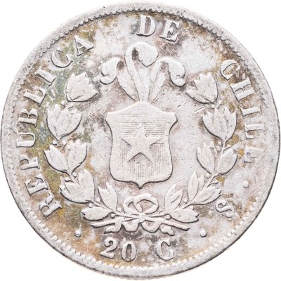 купить Чили 20 сентаво (centavos) 1856