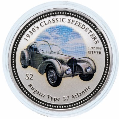 купить Острова Кука 2 доллара (dollars) 2006 Классические спидстеры 1930-х годов - "1935 Bugatti type 57 Atlantic" с сертификатом