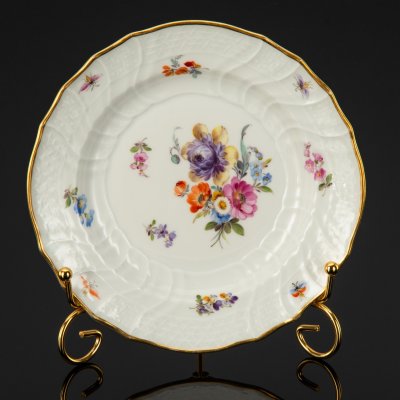 купить Тарелка десертная (пирожковая) "Мейсенский букет", фарфор, роспись, золочение, Meissen (Мейсенский фарфор), Германия, 1910-1940 гг.