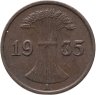Купить Германия 1 рейхспфенниг (reichspfennig) 1935, знак монетного двора "A"