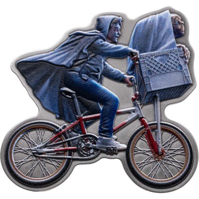 купить Остров Ниуэ 5 долларов 2022 "40 лет инопланетянин E T на велосипеде Космос", в футляре с сертификатом