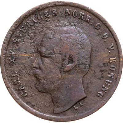 купить Швеция 1 эре (ore) 1864 Буквы L.A. под бюстом