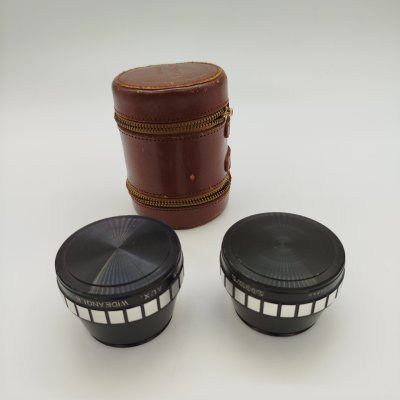 купить Набор из двух объективов Accura (широкоугольный и телеобъектив) в родной упаковке, металл, кожа, стекло, Япония, 1980-2000 гг.